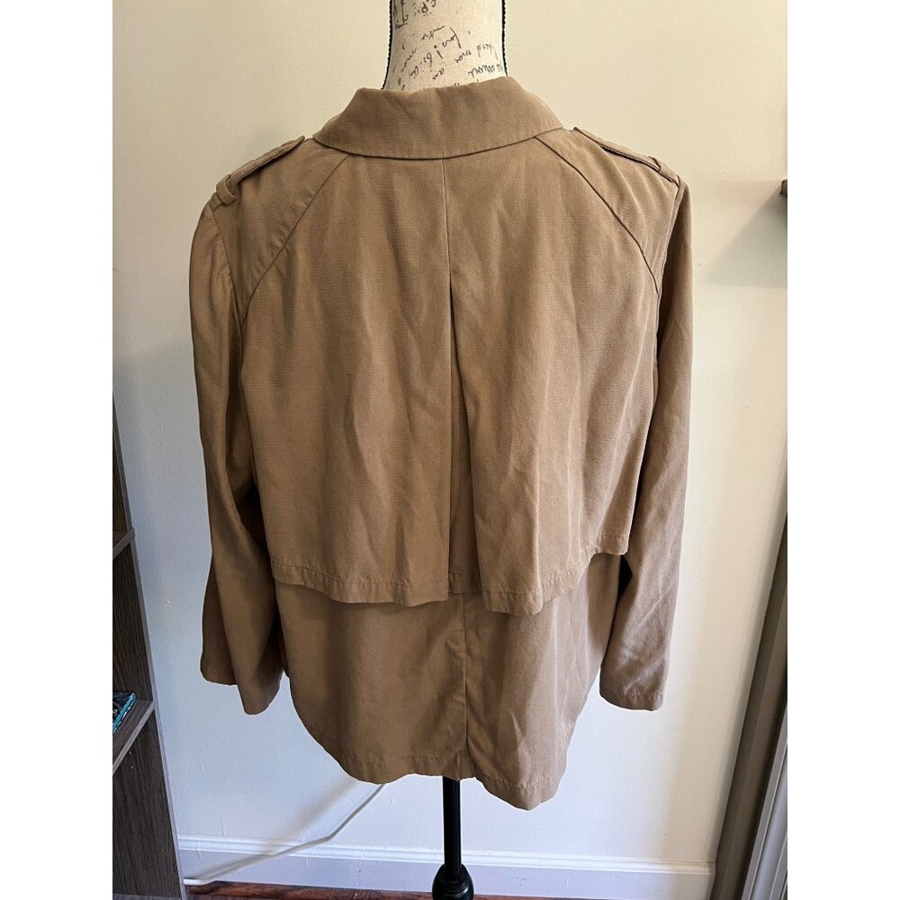 Chico's Jacket Blazer Open Collared Tan Brown Lyocell Neutral Business  2 Medium - Picture 4 of 10